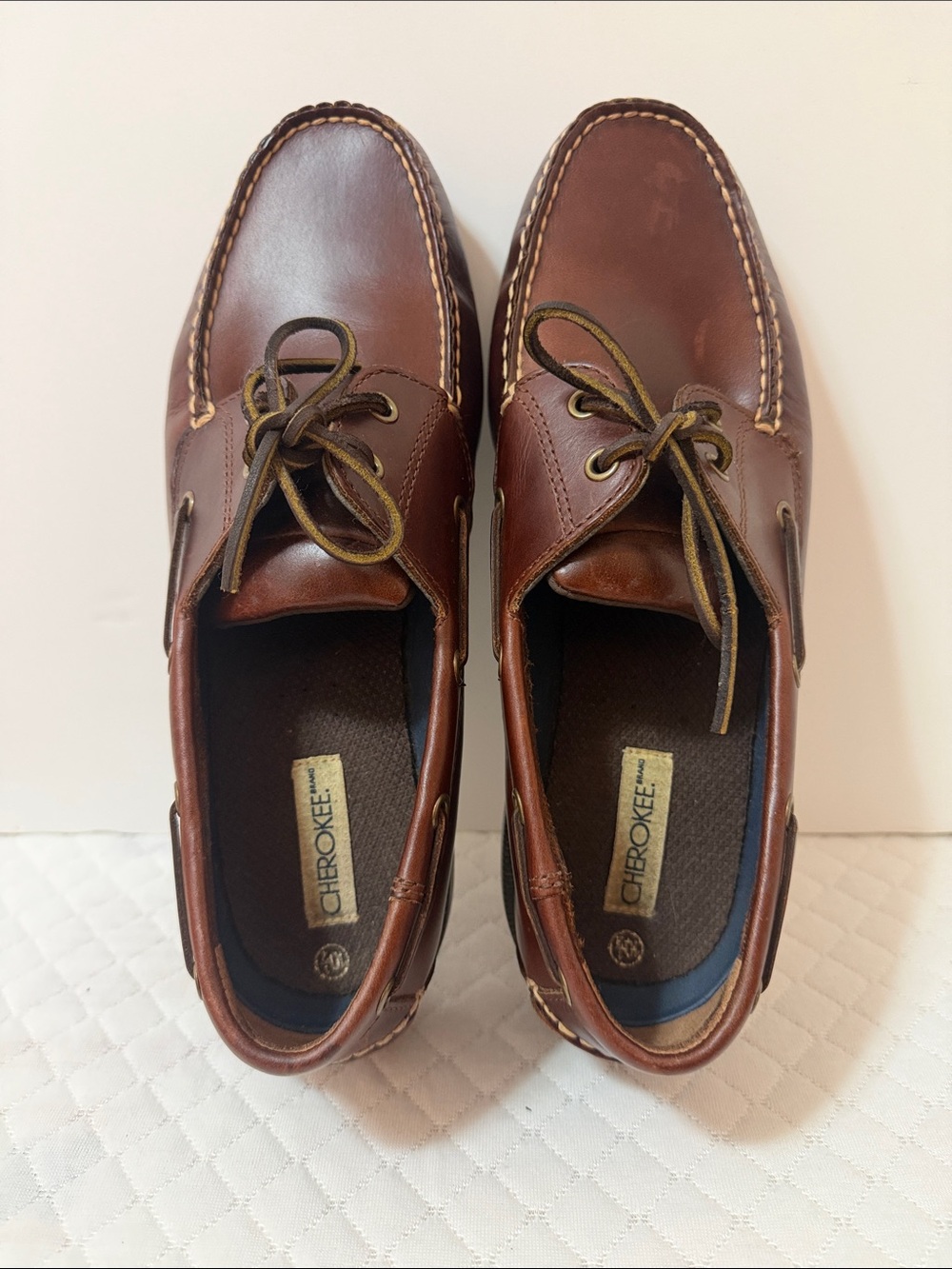 Cherokee Men’s Brown Leather Lace-Up Boat Deck Shoes. NWOT. Size 10.5